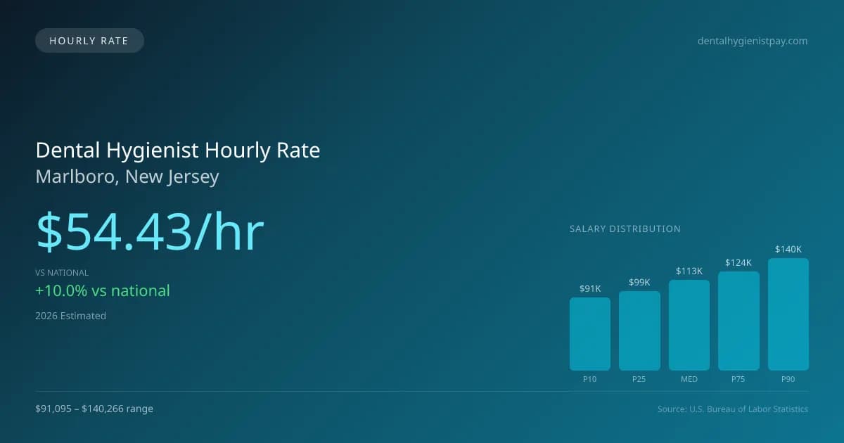 Dental Hygienist Hourly Rate in Marlboro, NJ — 2026 est., based on 2025 BLS