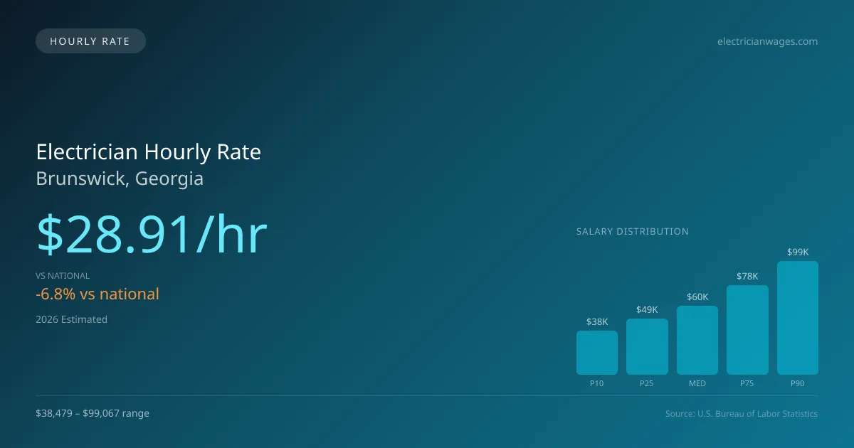 Electrician Hourly Rate in Brunswick, GA — 2026 est., based on 2025 BLS