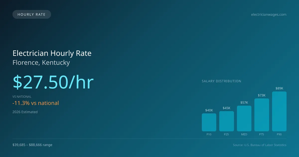 Electrician Hourly Rate in Florence, KY — 2026 est., based on 2025 BLS