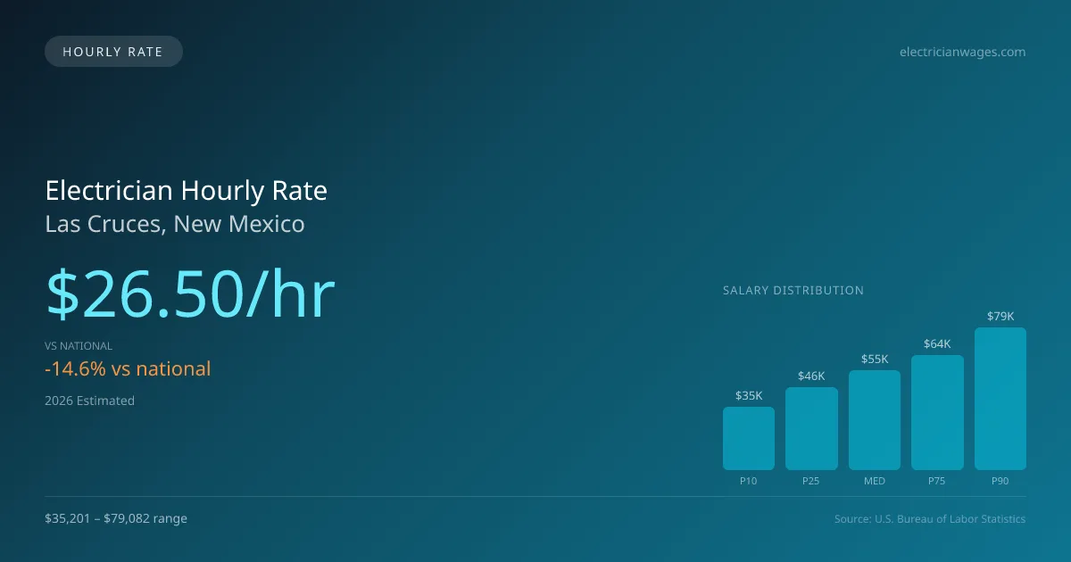 Electrician Hourly Rate in Las Cruces, NM — 2026 est., based on 2025 BLS