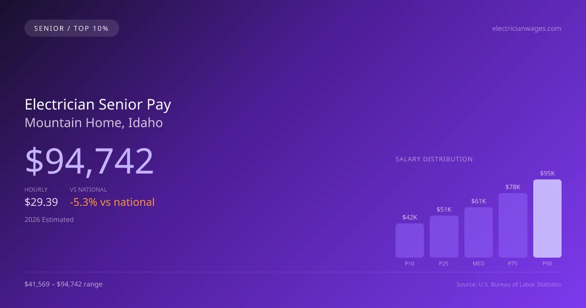 Electrician Senior Salary in Mountain Home, ID — 2026 est., based on 2025 BLS